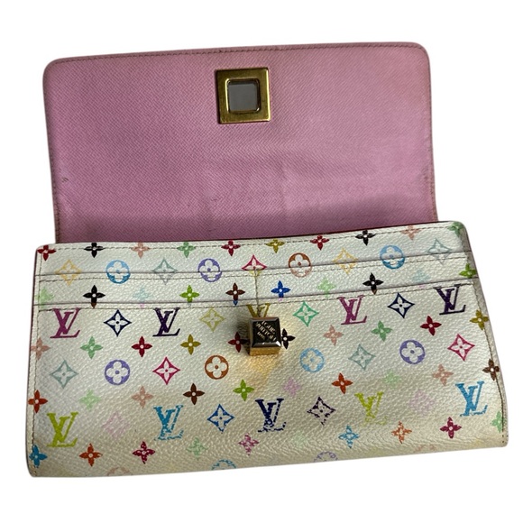 Louis Vuitton TAKASHI MURAKAMI Monogram Multicolor Sarah Noeud Wallet White - Picture 8 of 17